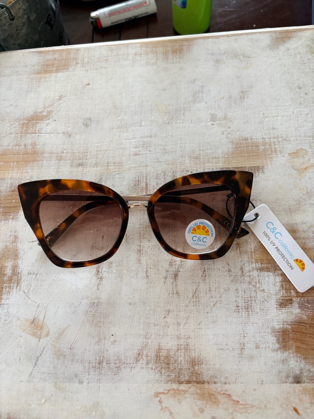 C&C California White Tag with Blue Logo and Yellow Accent NWT